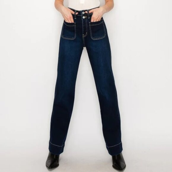 Artemis Vintage Ximena Wide Leg Patch Pocket Stretch Jeans Sz 16 - Picture 1 of 14